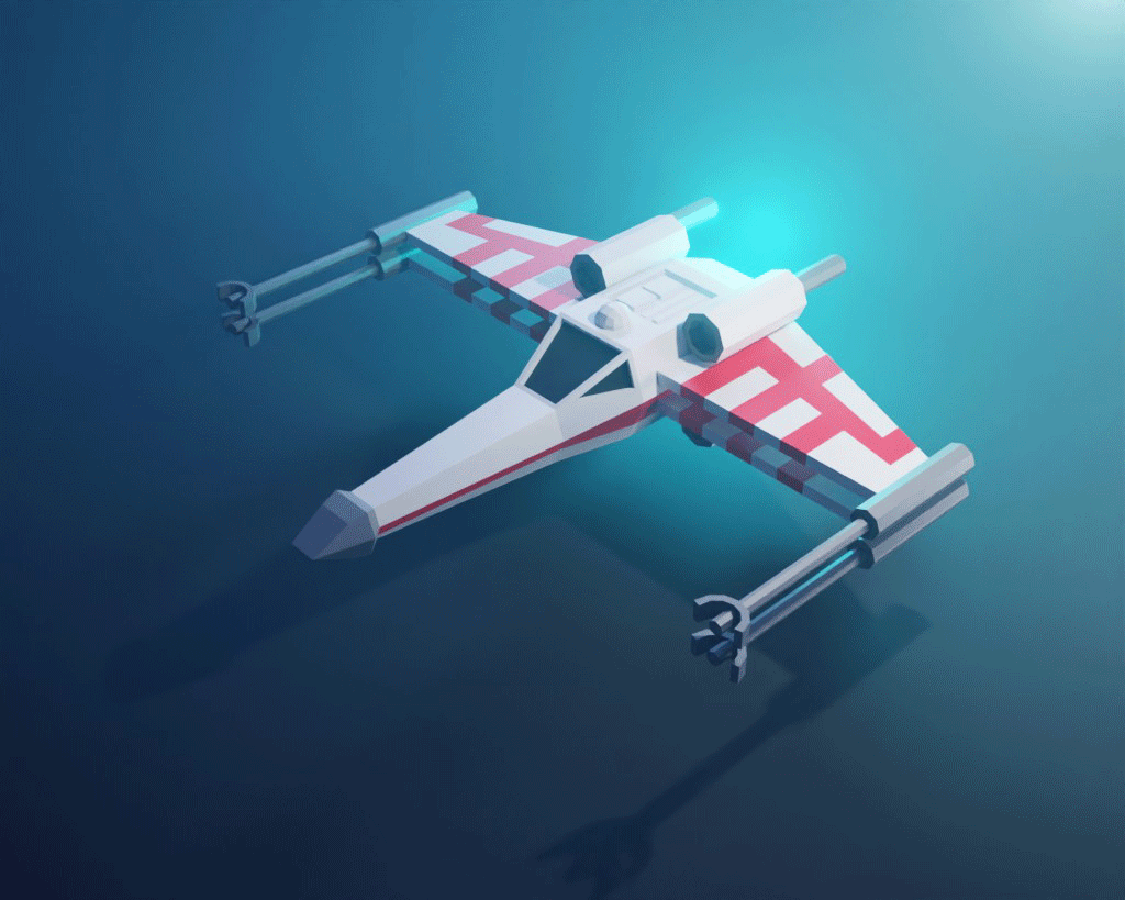 X-Wing Animated Firing Lasers, made in Blender
